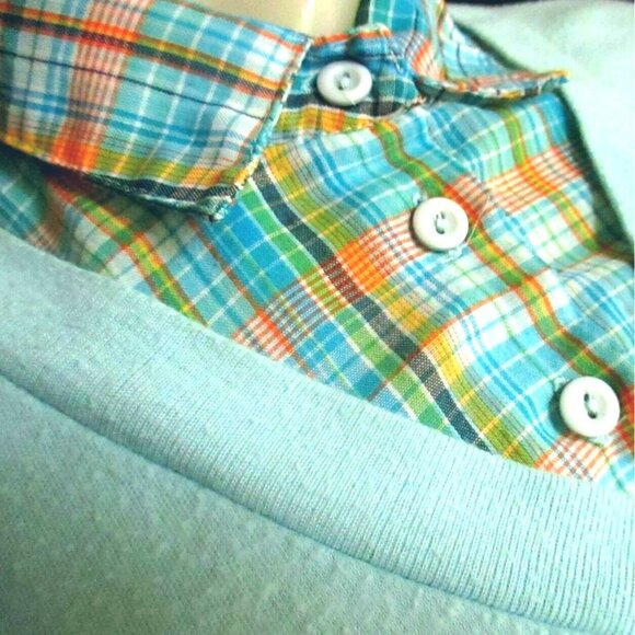 Medium Vintage 1980s Womens V-neck Sweater Andrew St John Button Top Plaid Med - Picture 4 of 6